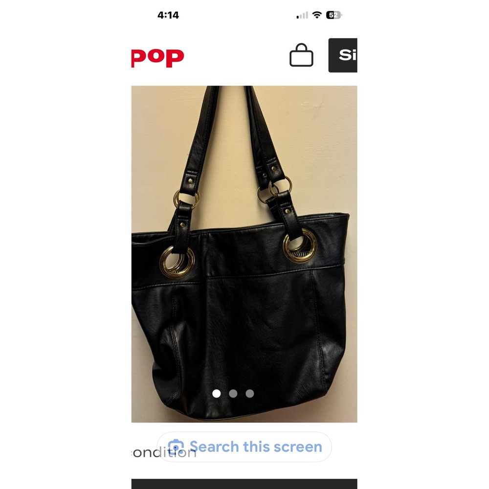 Womens Black Faux Leather Shoulder Bag‎ Hobo Purse With Silver Tone Hardware - Picture 4 of 8